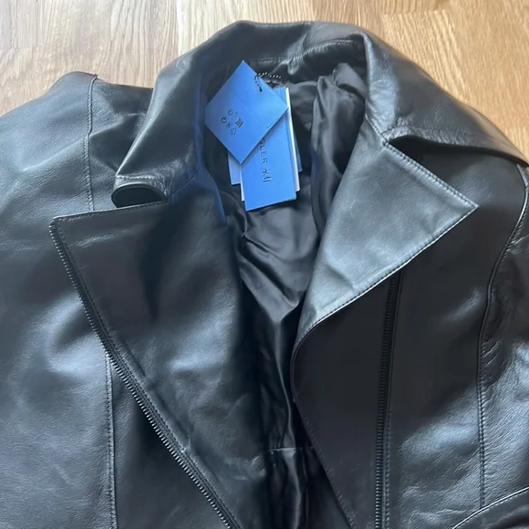 NWT H&M x Mugler Leather Jacket with Scarf - Picture 8 of 13